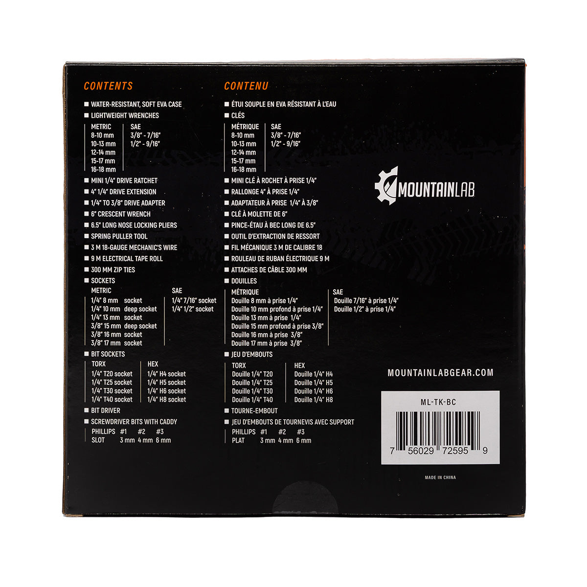 Trousse à outils pour motoneige hors-piste