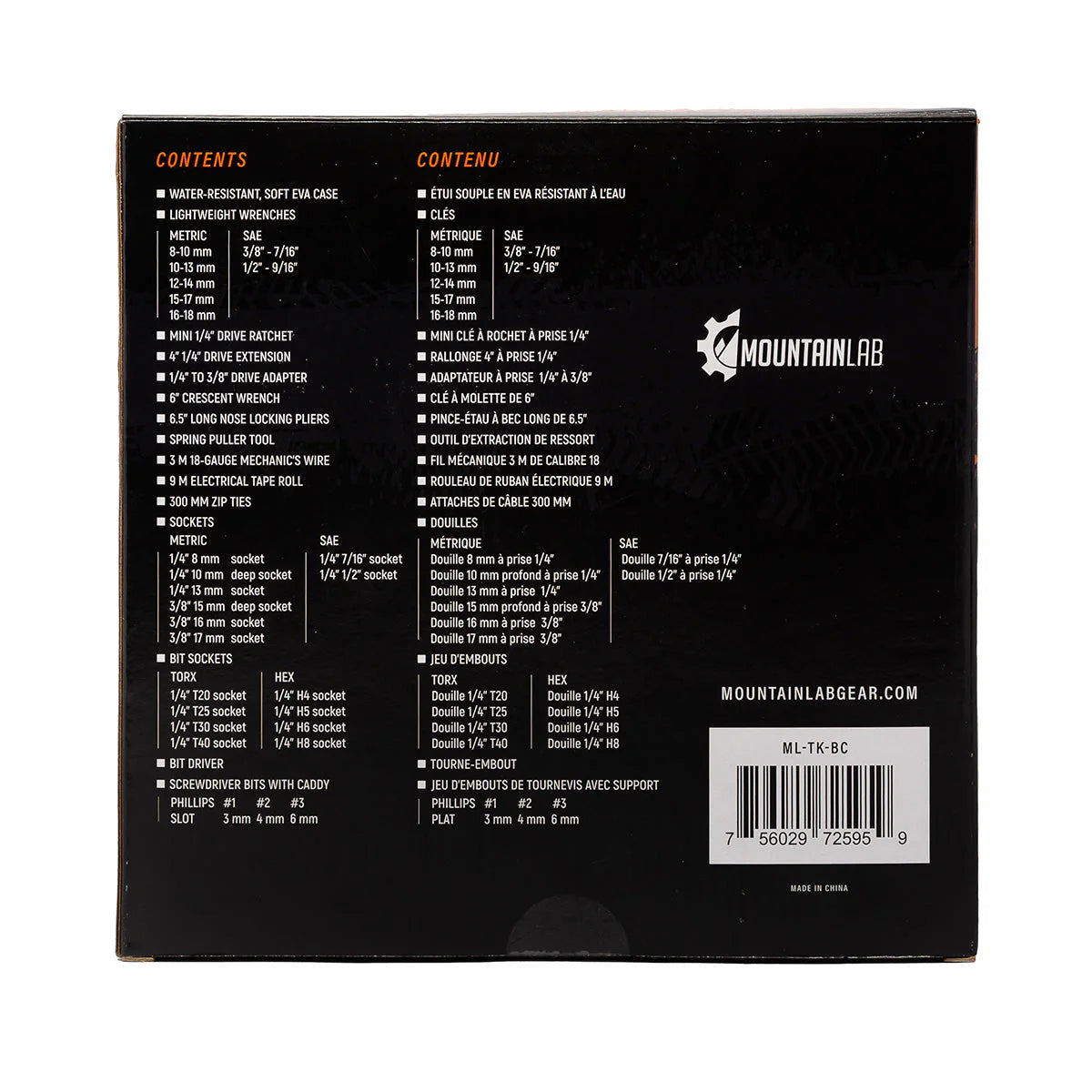 Trousse à outils pour motoneige hors-piste