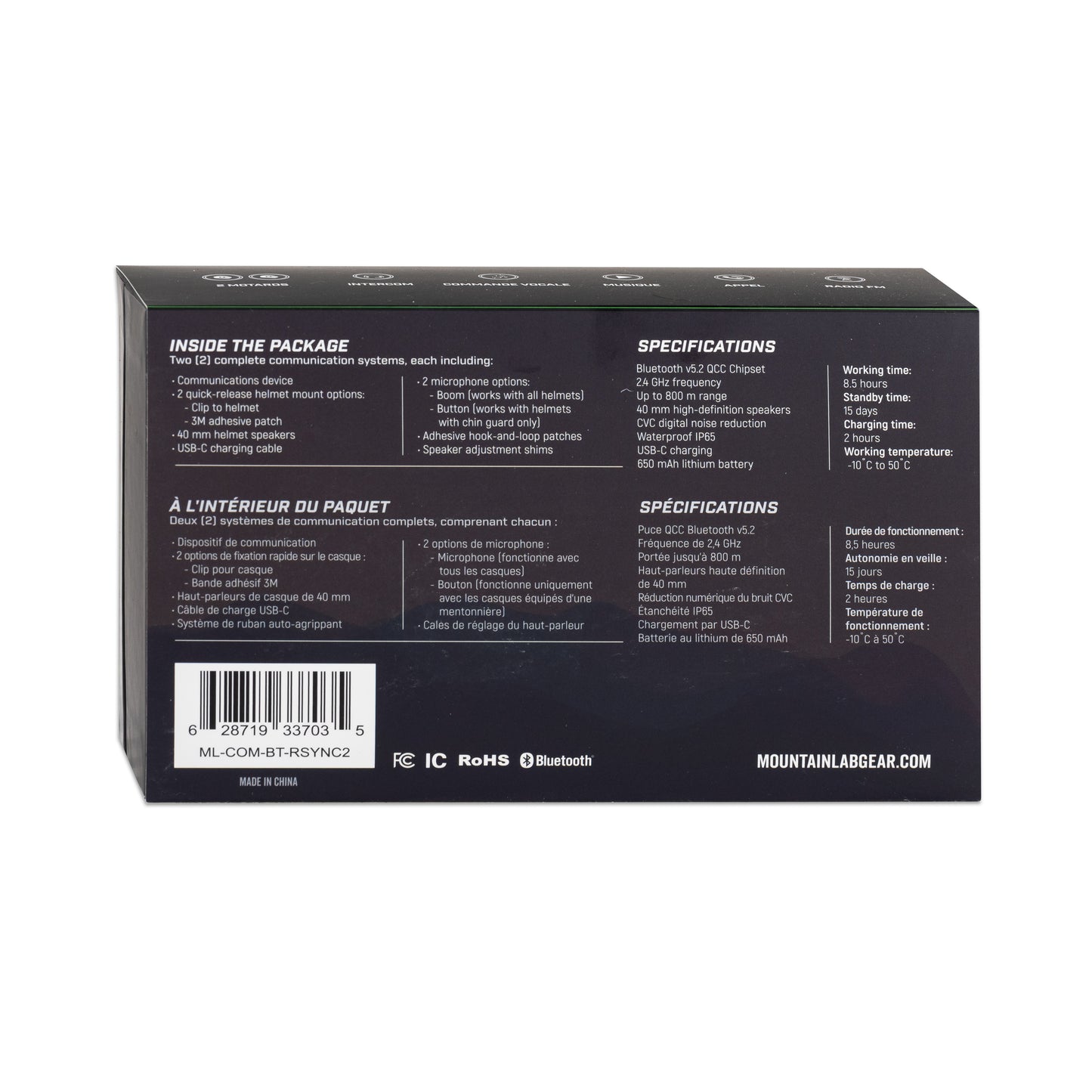 Système de communication pour casque RideSYNC2 pour deux pilotes