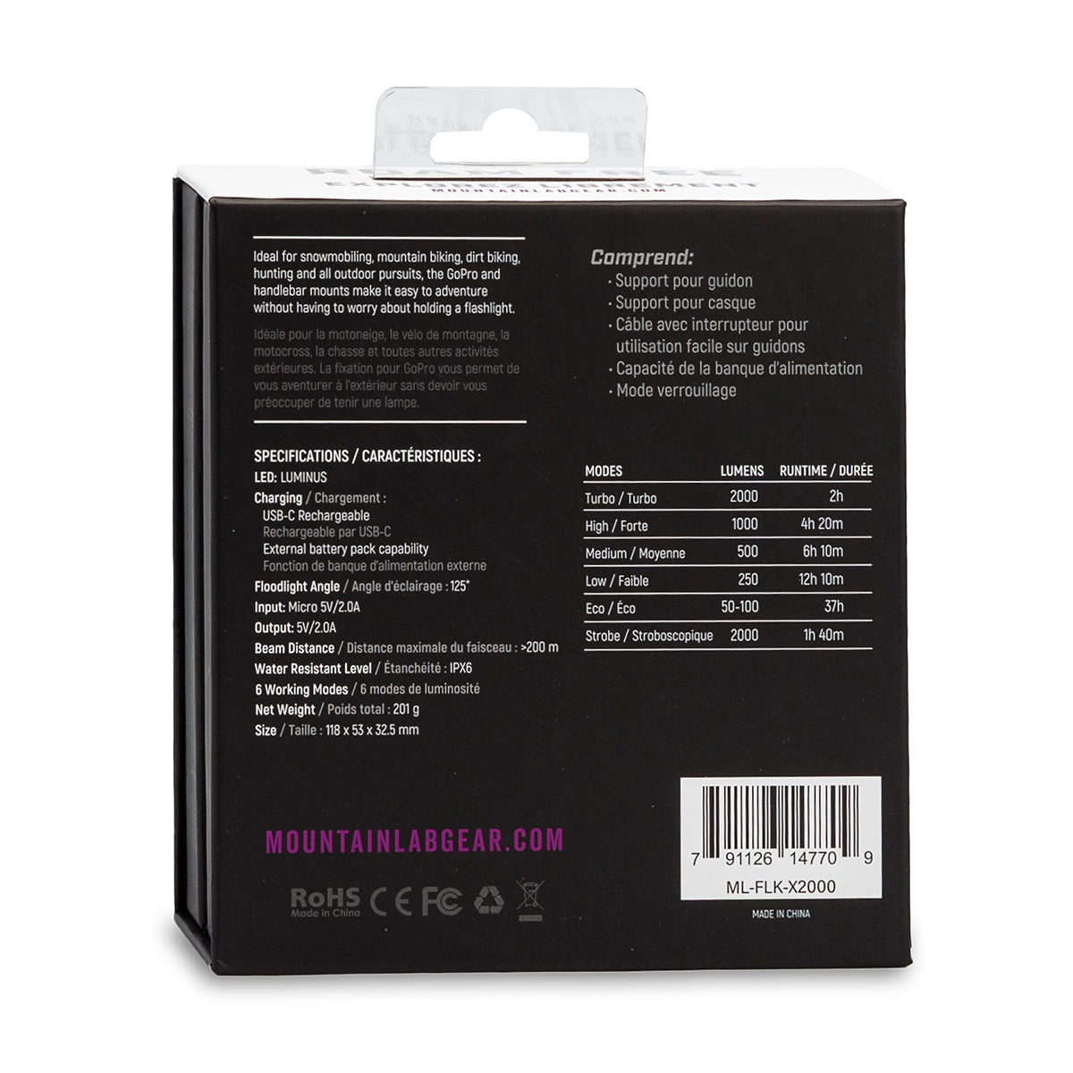 Kit de lampe de poche X2000