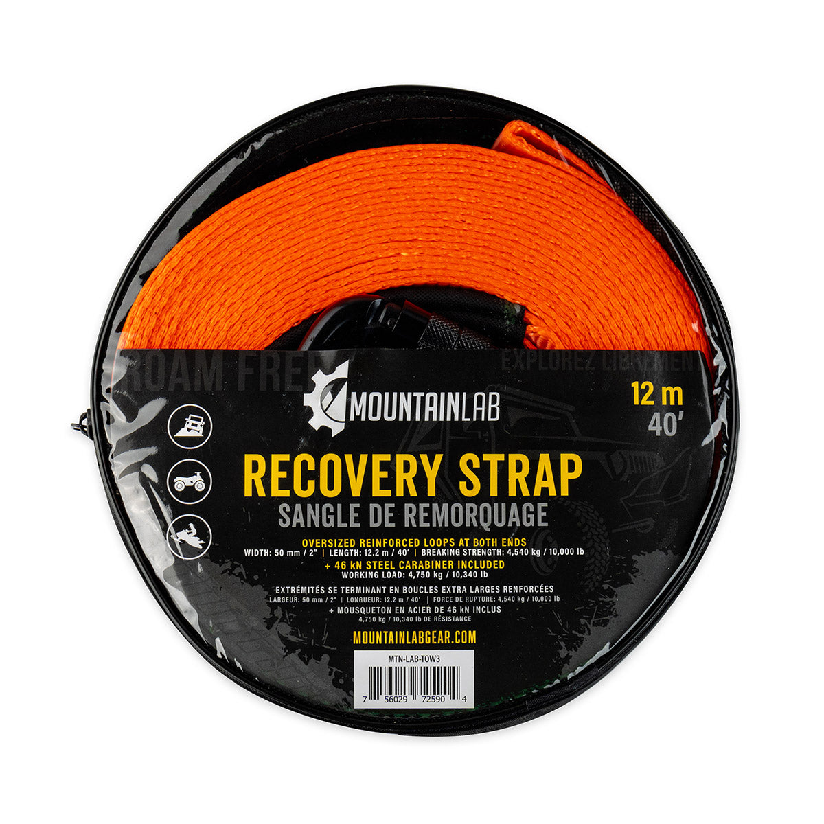 Corde de remorquage avec mousqueton